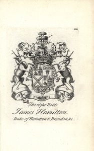 Coat of arms and crest of the right noble James Hamilton, 5th Duke of Hamilton and Brandon by Andrew Johnston