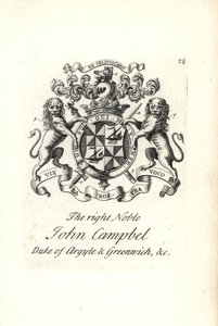 Coat of Arms and Crest of John Campbell, 2nd Duke of Argyll and Greenwich