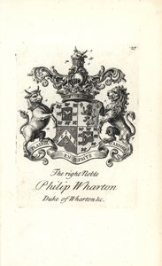 Coat of arms and crest of the right noble Philip Wharton by Andrew Johnston