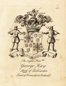 Coat of arms of the Right Honourable George Hay, Lord of Penwardian, 8th Earl of Kinnoule in Scotland by Andrew Johnston