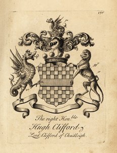 Coat of arms of the Right Honourable Hugh Clifford, Lord Clifford of Chudleigh, 2nd Baron Clifford of Chudleigh (1663-1730)
