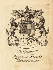 Coat of arms of the Right Honourable Lawrence Fienes, 5th Viscount Saye and Sele