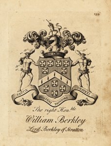 Coat of arms of the Right Honourable William Berkley, Lord Berkley of Stratton, 4th Baron Berkeley of Stratton, died 1741 by Andrew Johnston
