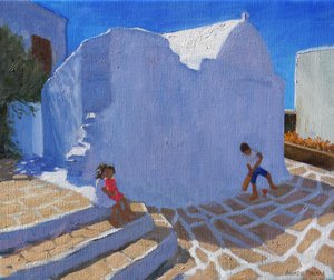Cricket by the church wall, Mykonos by Andrew Macara