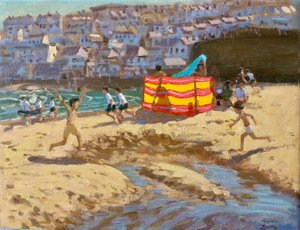 Orange and yellow windbreak, St Ives