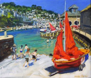 Playing in the harbour, Looe, Cornwall, 2012