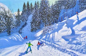 Skiing down the piste, Tignes, France, 2022