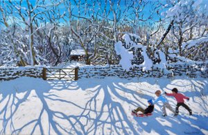 Sledging, Gambols Lane, Dovehead, High Peak, Derbyshire by Andrew Macara