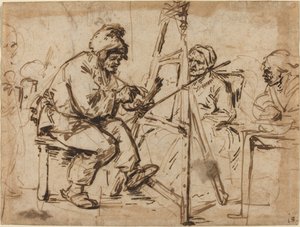 An Artist Seated at His Easel