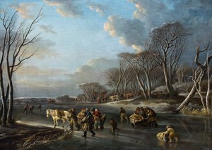 Travelers in a Sled on a River in Holland