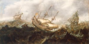 Ships in Stormy Sea by Andries van Eertvelt