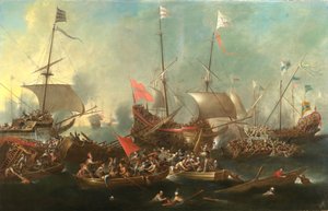 The Battle of Lepanto - A Sea Battle between Christians and Barbary Corsairs by Andries van Eertvelt