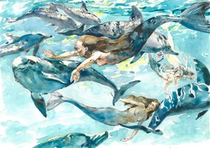Mermaids Dolphin Dance by Andrii Kutsachenko