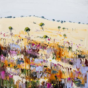 Colorful Hillside Flowers by Angela Hawkey