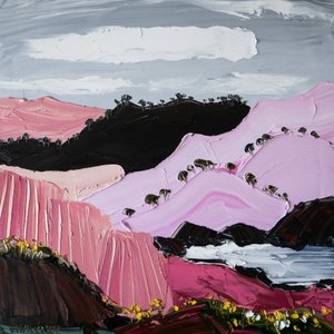 Pink Mountain Coast by Angela Hawkey