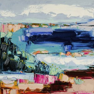 Vibrant Coastal Abstraction by Angela Hawkey