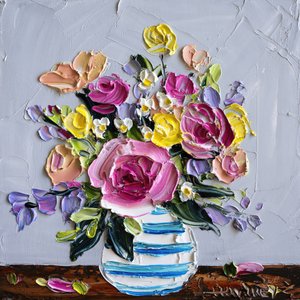 Vibrant Impasto Flowers by Angela Hawkey