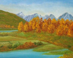 Golden Autumn River Valley by Angeles M. Pomata