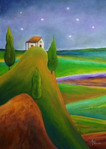 Idyllic Hilltop Home Night