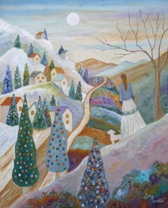 Moonlit Village Path by Angeles M. Pomata