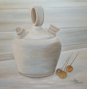 Rustic Pitcher and Pods by Angeles M. Pomata