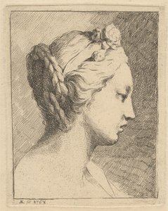 Head of a Young Woman in Profile to Right by Angelica Kauffmann