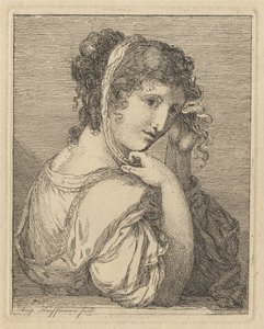 Woman Adjusting a Ribbon in Her Hair by Angelica Kauffmann