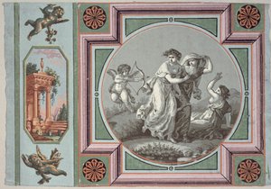 Revenge of Love, Design for a Wallpaper Medallion, c.1785 by Angelica after Kauffmann