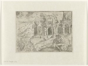 Landscape with Old Man with Scythe by Angelo Falconetto