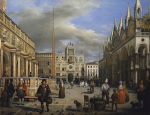 The Piazza San Marco by Angelo Inganni