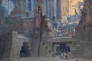 Set design for the Opera Aida by Giuseppe Verdi by Angelo Parravicini