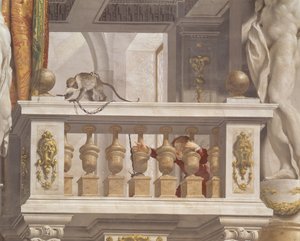 Reception Room of the Grand Duke, Ceiling Detail Depicting a Monkey and Young Boy on a Balustrade, 1638-44 by Angelo and Mitelli Colonna