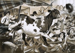 A cow once got into Westminster Hall and caused chaos by Angus McBride