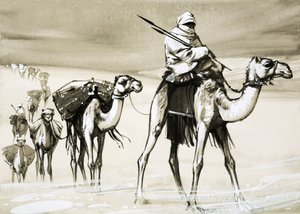 Camels crossing the desert by Angus McBride