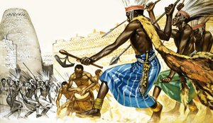 War-dance of Bantu tribesmen