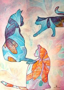 Whimsical Floral Cats by Ania Witwitzka
