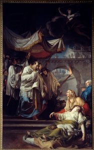 Borromee Communicating with the Sick. Saint Charles Borromee by Anicet Charles Gabriel Lemonnier