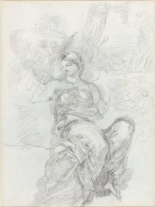 Seated Angel in a Landscape by Anicet Charles Gabriel Lemonnier