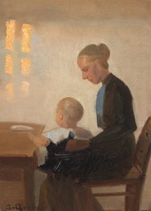 An Interior with a Mother and Child by Anna Ancher