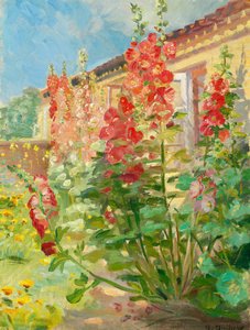 Red Hollyhocks in the Garden of the Ancher Family by Anna Ancher