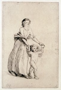 Cupid Leading a Blindfolded Girl