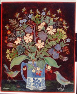 Blue Jug and Birds