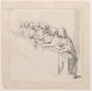 Seven Women Seated Behind a Low Wall, 18th century by Anne Claude Philippe de Caylus