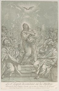 The Pentecost, with the Virgin Standing at Center, the Holy Spirit Above, and Apostles, ca. 1729
