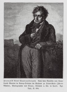 Francois Rene de Chateaubriand, French Writer, Politician and Diplomat by Anne Louis (after) Girodet de Roucy-Trioson