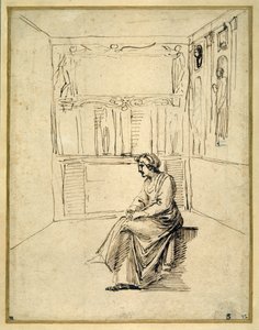 A woman seated in a room by Annibale Carracci