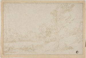 Landscape with River Bank by Annibale Carracci