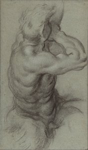 Study of Triton Blowing a Conch Shell; Partial Study of an Arm by Annibale Carracci