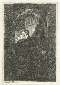 A Hurdy-Gurdy Player Followed by Children at the Door of a House (