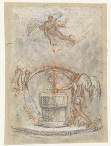 Allegorical Scene with Figures around Monument or Altar by Anonymous